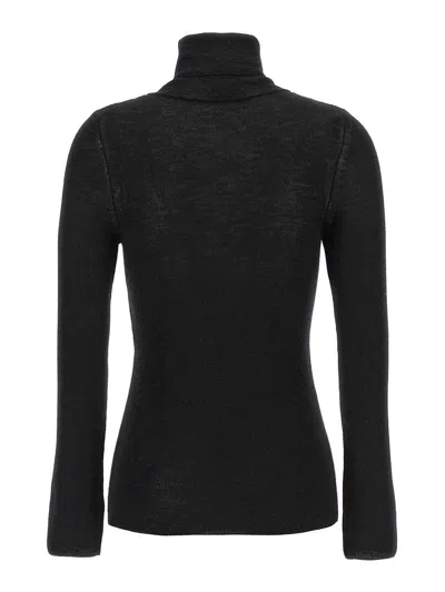 Tom Ford Turtleneck Long-sleeve Fine Cashmere-silk Top In Black