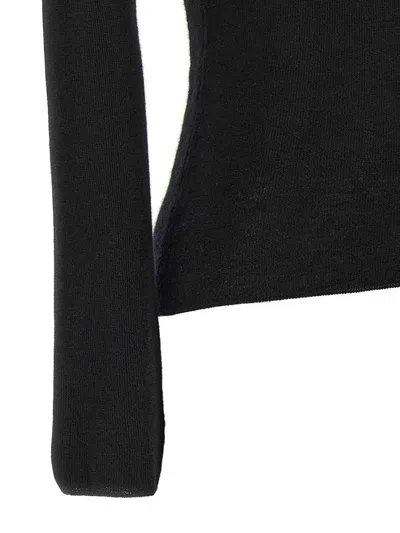 Tom Ford Turtleneck Long-sleeve Fine Cashmere-silk Top In Black