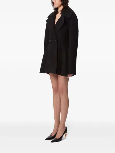 Nina Ricci Cinched Waist Coat In Wool In Black