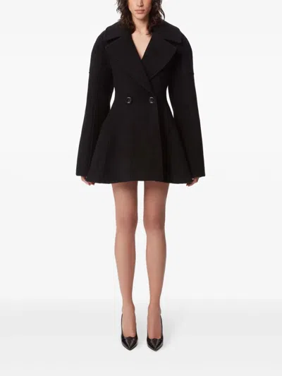 Nina Ricci Cinched Waist Coat In Wool In Black