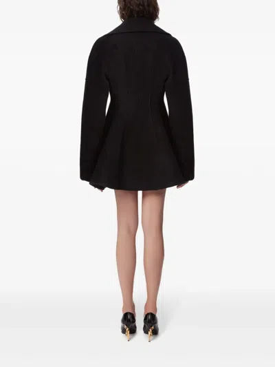 Nina Ricci Cinched Waist Coat In Wool In Black