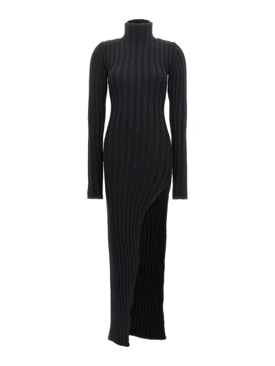 Ann Demeulemeester Cyntia Long Asymmetric High Neck Sweater In Black