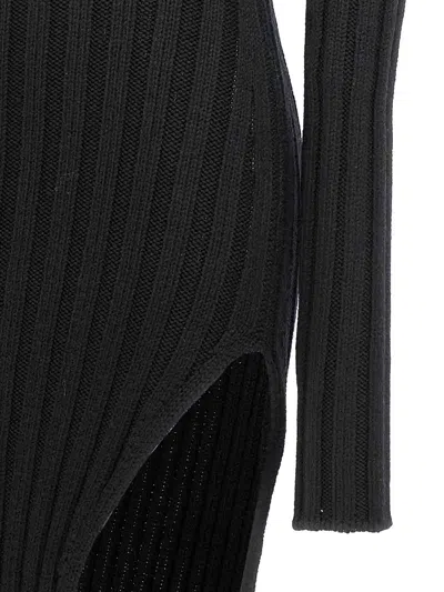 Ann Demeulemeester Cyntia Long Asymmetric High Neck Sweater In Black