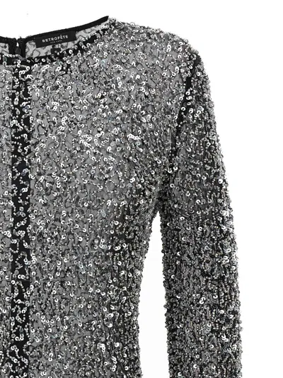 Retroféte Emani Embellished Tulle Mini Dress In Black