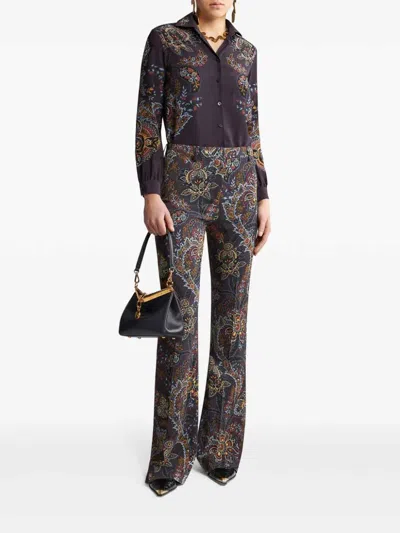 Etro Paisley-print Silk Shirt In Black  