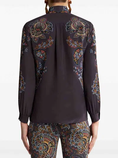 Etro Paisley-print Silk Shirt In Black  
