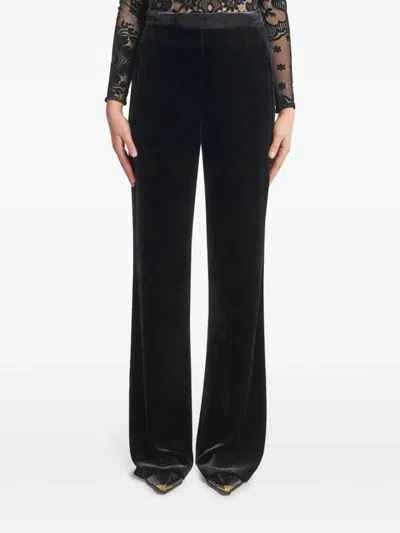 Etro , Velvet Palazzo Trousers, Woman, Black, Size 46 In Black