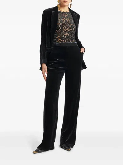Etro , Velvet Palazzo Trousers, Woman, Black, Size 46 In Black