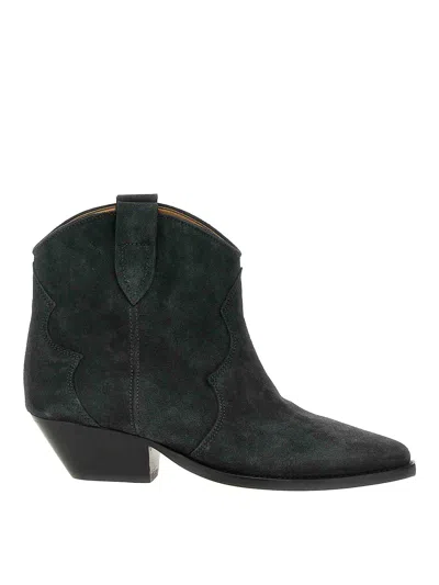 Isabel Marant Dewina Distressed Suede Ankle Boots In Black