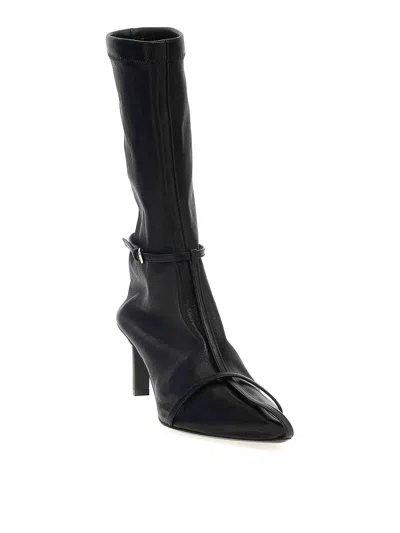 Jil Sander Stivaletto Trunk Nylon T-strap Booties In Black