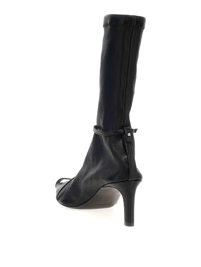 Jil Sander Stivaletto Trunk Nylon T-strap Booties In Black
