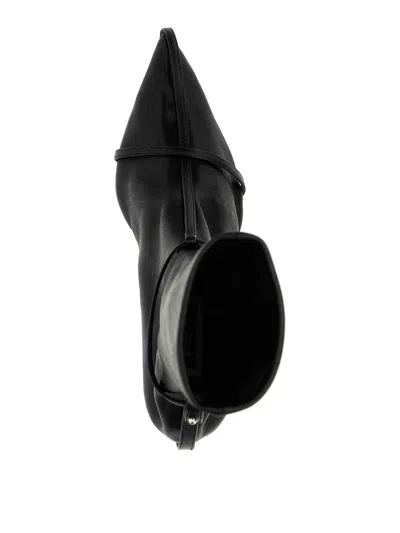 Jil Sander Stivaletto Trunk Nylon T-strap Booties In Black