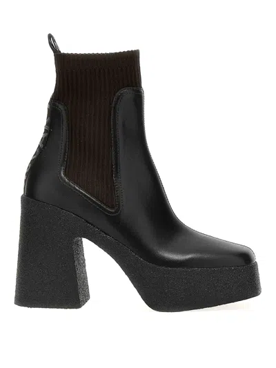 Stella Mccartney Platform Sole Skyla Chelsea Booties 12cm In Black