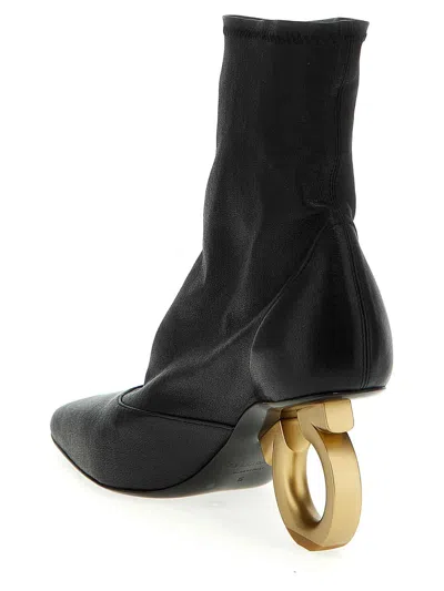 Ferragamo Leather Bootie In Black