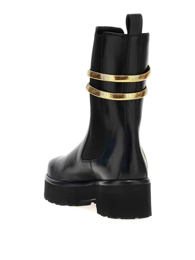 René Caovilla Cleo Leather Snake-wrap Chelsea Booties In Black