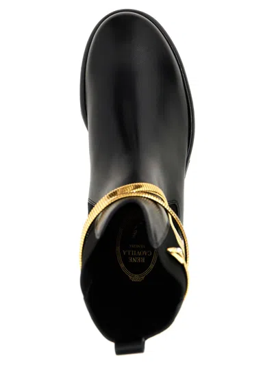 René Caovilla Cleo Leather Snake-wrap Chelsea Booties In Black