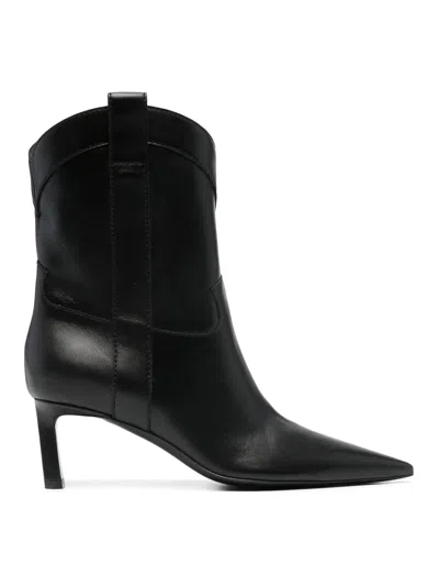 Shop Sergio Rossi Leather Boots In Black