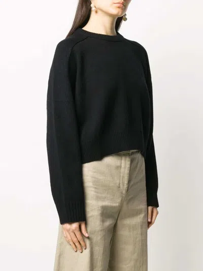 Loulou Studio Crew Neck Pullover In Black