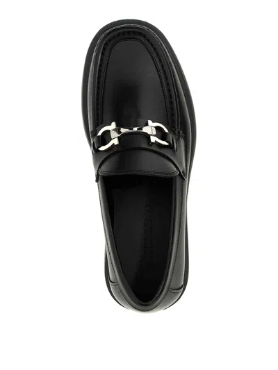 Ferragamo Elegant Douglas Loafers With Iconic Embellishment In Black