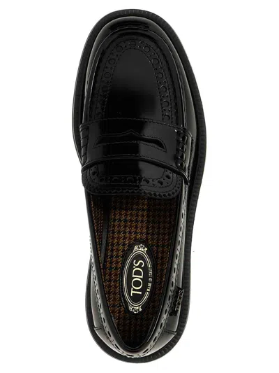 Tod's Woman Loafers Dark Green Size 7.5 Leather In Black