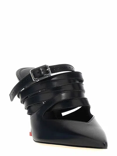 Alexander Mcqueen Stiletto Heel Strappy Leather Mules In Black