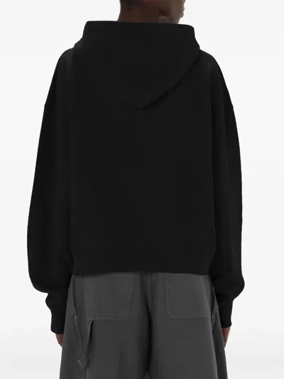 Jw Anderson Logo-embroidered Organic Cotton Hoodie In Black