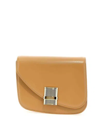 Ferragamo Fiamma Small Shoulder Bag In Beige