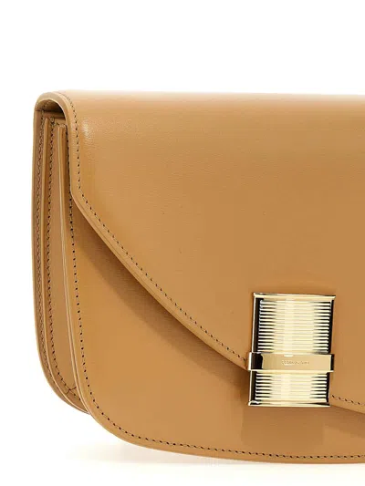 Ferragamo Fiamma Small Shoulder Bag In Beige