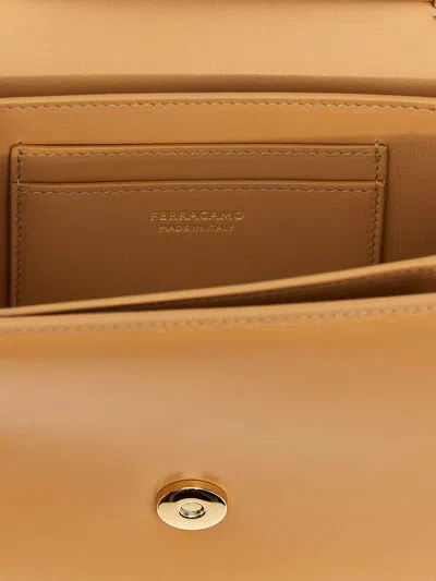 Ferragamo Fiamma Small Shoulder Bag In Beige