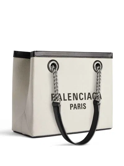 Shop Balenciaga Duty Free Small Canvas Tote Bag In Beige