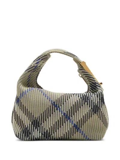 Shop Burberry Check Nylon Mini Handbag In Beige