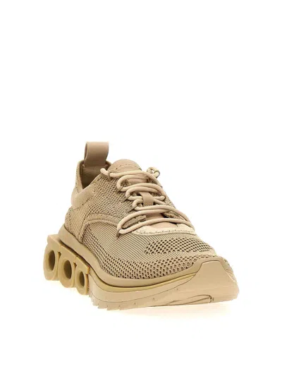 Ferragamo Gancini-plaque Low-top Sneakers In Beige