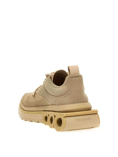 Ferragamo Gancini-plaque Low-top Sneakers In Beige