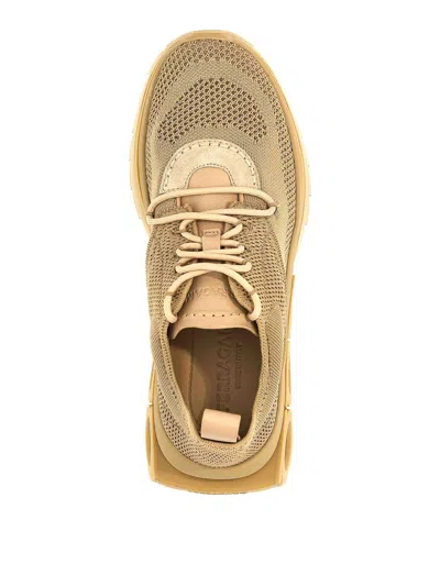 Ferragamo Gancini-plaque Low-top Sneakers In Beige