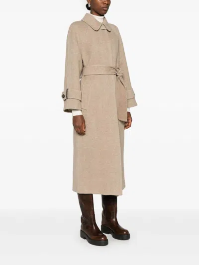 Shop Brunello Cucinelli Herringbone Coat In Beige