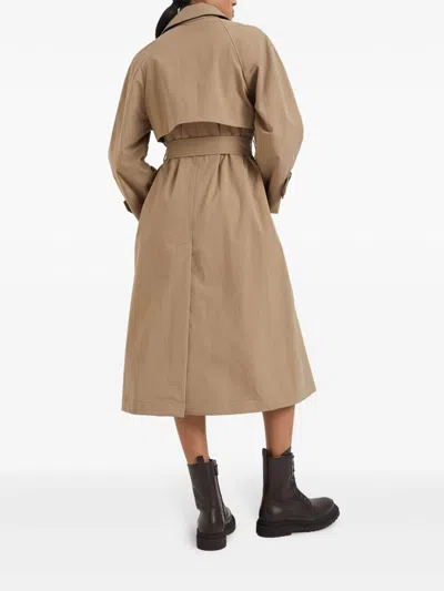 Shop Brunello Cucinelli Belted Trench In Beige