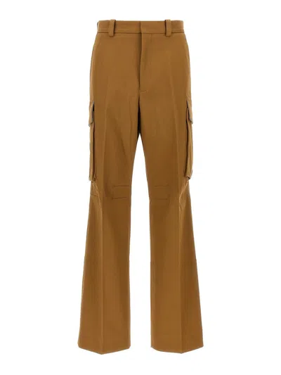 Victoria Beckham Cotton Wide-leg Cargo Pants In Beige