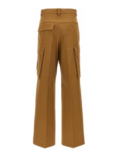 Victoria Beckham Cotton Wide-leg Cargo Pants In Beige