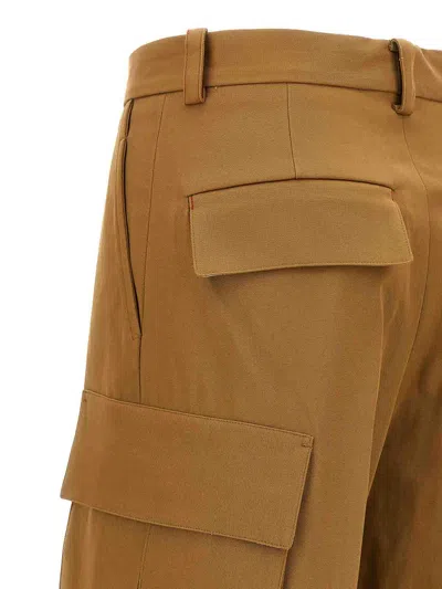 Victoria Beckham Cotton Wide-leg Cargo Pants In Beige