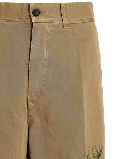 Incotex Red Printed Cotton Trousers In Beige