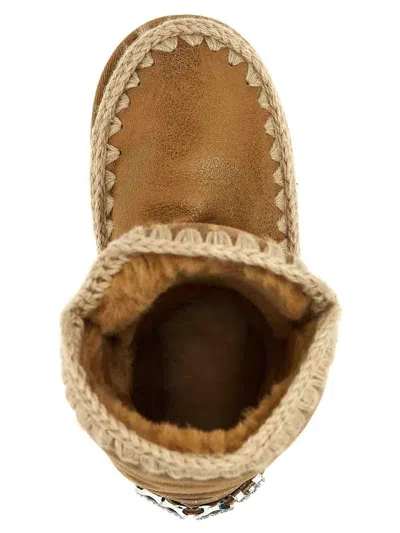 Mou Eskimo 24 Low Heels Ankle Boots In Leather Color Suede In Beige