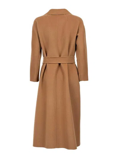 Max Mara Pauline Belted Double Face Virgin Wool Wrap Coat In Beige