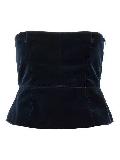 Tom Ford Velvet Strapless Top Fitted Silhouette In Blue