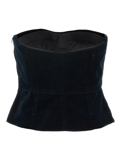 Tom Ford Velvet Strapless Top Fitted Silhouette In Blue