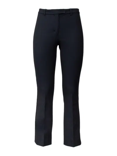 Max Mara Cropped Viscose Trousers In Blue