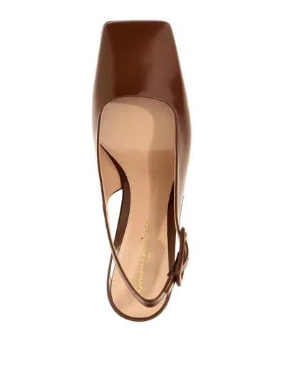 Gianvito Rossi 'ric' Kitten Heel Slingbacks In Brown