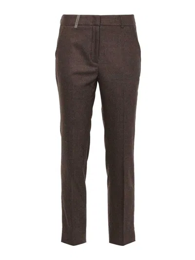 Shop Peserico 4718 Icon Trousers In Brown