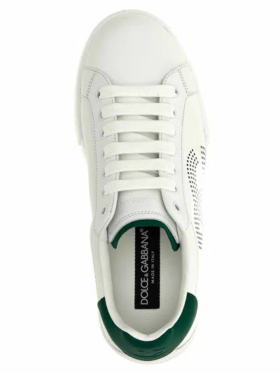 Dolce & Gabbana White And Black Leather Sneakers In White