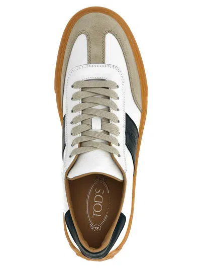Tod's Round Toe Panel Sneakers In Green