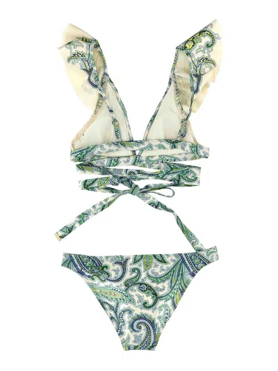 Shop Zimmermann Ottie Ruffle Bikini In Green